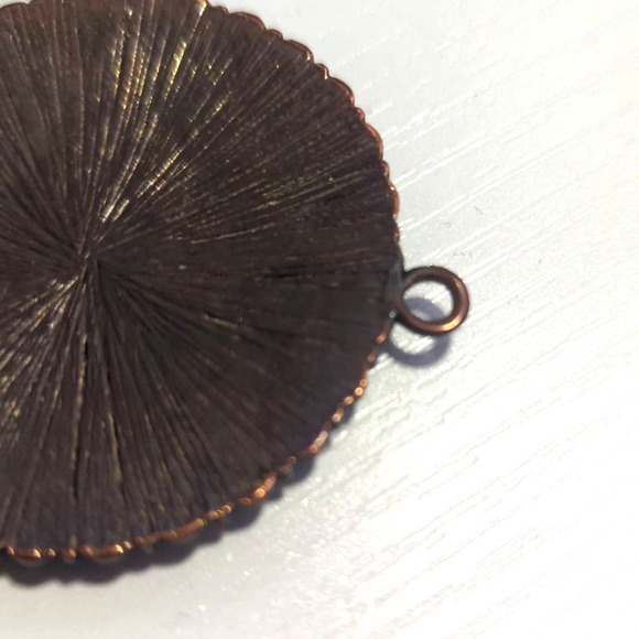 Gold Tone Faux Jade Turquoise Pendant‎ 2" No Chain - Picture 3 of 6